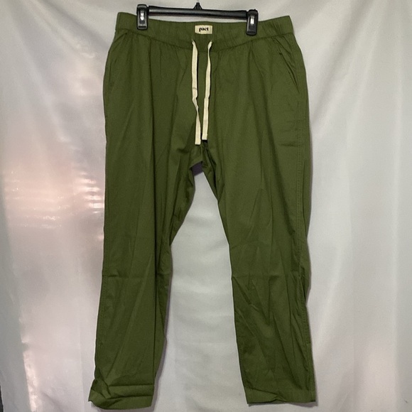 NWT PACT MENS (UNISEX)ORGANIC COTTON ELASTANE BLEND OLIVE GREEN PANTS DRAWSTRING - Picture 5 of 11